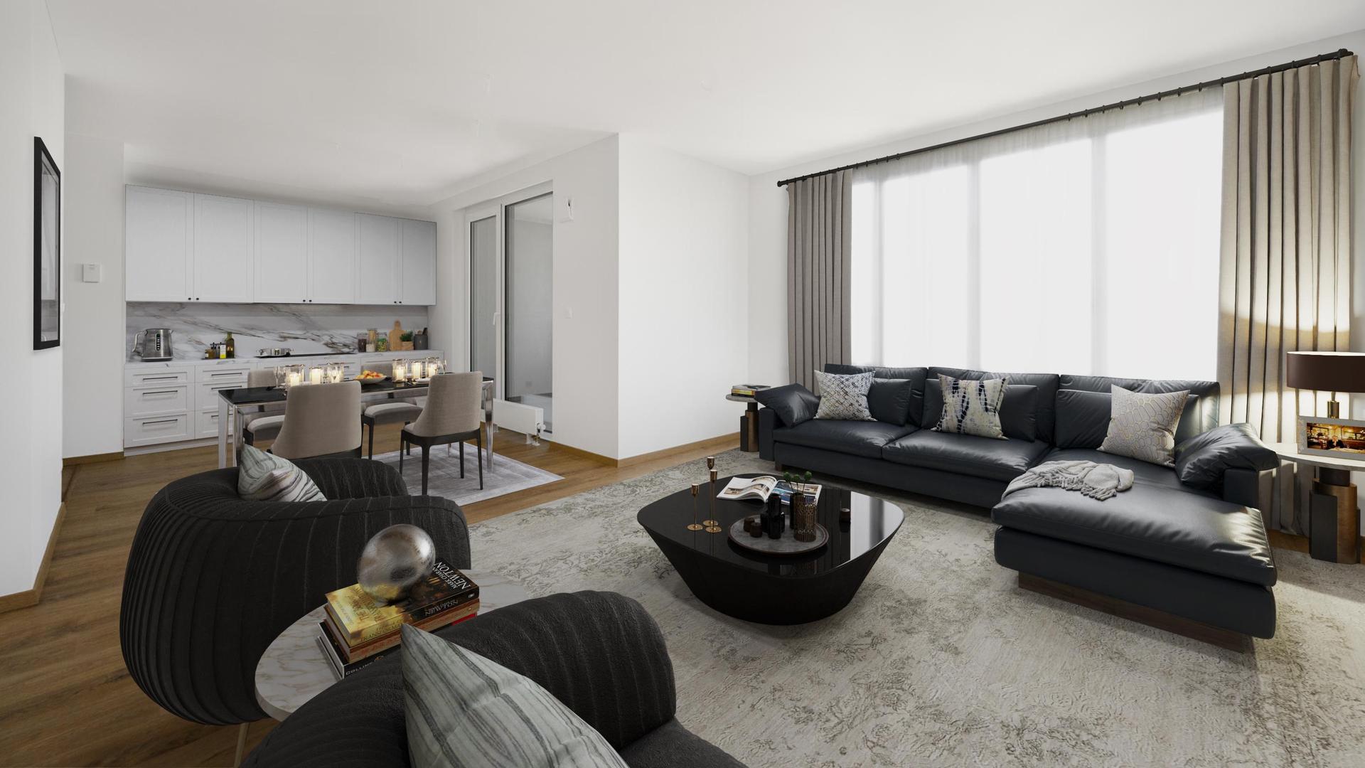 Virtual staging elegantnej obývačky