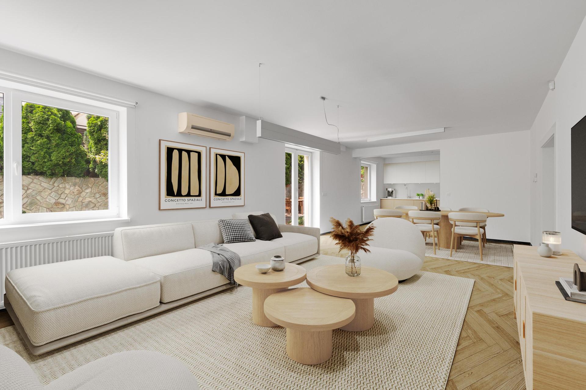 Virtual staging svetlej obývačky